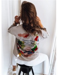 šedá mikina s potlačou na chrbte japanese B1528 #1
