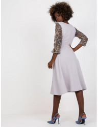 sivé elegantné šaty s čipkovými rukávmi W6245 #1