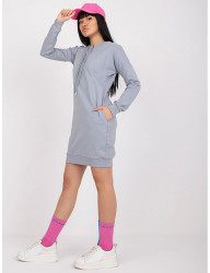 sivé mikinové šaty s okrúhlym výstrihom W5436 #3