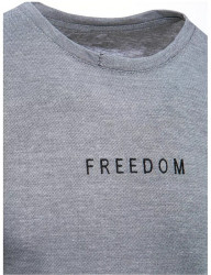 sivé tričko s nápisom freedom W6912 #1