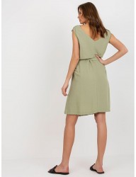 Svetlé khaki letné šaty s opaskom W9125 #1