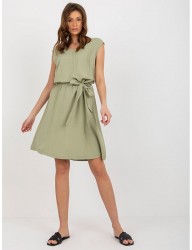 Svetlé khaki letné šaty s opaskom W9125 #2