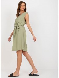 Svetlé khaki letné šaty s opaskom W9125 #3