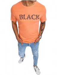 Svetlo oranžové pánske tričko s nápisom black W5742