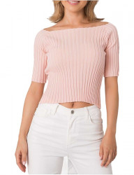 Svetlo ružové dámske tričko s pruhmi Y5775