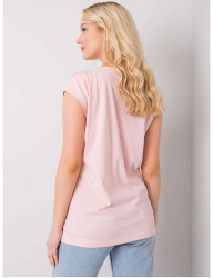 Svetlo ružové tričko s výšivkou kvetín a vreckom Y5378 #1