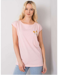 Svetlo ružové tričko s výšivkou kvetín a vreckom Y5378 #3