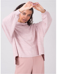 Svetlo ružový dámsky voĺný pulóver N9214 #3