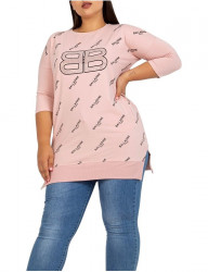 Svetloružové dámske dlhšie tričko s potlačou W5958