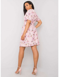Svetloružové kvetinové šaty s opaskom Y6549 #1
