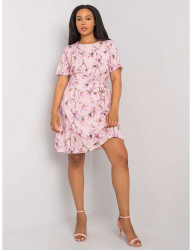 Svetloružové kvetinové šaty s opaskom Y6549 #2