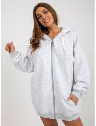 Svetlosivá dlhšia oversize mikina na zips s kapucňou W9542 #2