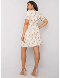 Svetložlté kvetinové šaty s opaskom Y6585 #1