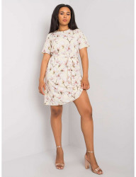 Svetložlté kvetinové šaty s opaskom Y6585 #2