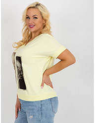 Svetložlté tričko s krátkym rukávom s potlačou W8613 #4