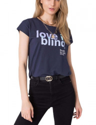 Tmavo modré dámske tričko s nápisom love is blind N9539