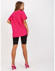 Tmavo ružové dámske tričko s krátkymi rukávmi W6578 #1