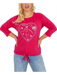 Tmavo ružové tričko s aplikáciou srdca W8631
