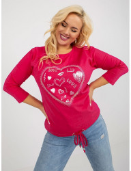 Tmavo ružové tričko s aplikáciou srdca W8631 #3