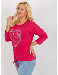 Tmavo ružové tričko s aplikáciou srdca W8631 #4