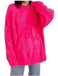 Tmavo ružový pulóver so vzorom B2189