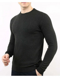 Tmavo šedý pánsky tenký pletený pulóver N7187 #1