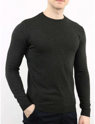Tmavo šedý pánsky tenký pletený pulóver N7187 #2