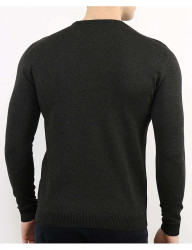 Tmavo šedý pánsky tenký pletený pulóver N7187 #3
