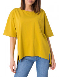 Tmavo žlté dámske asymetrické tričko Y0892