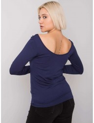Tmavomodré dámske tričko s výstrihom na chrbte Y9893 #3