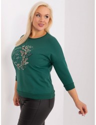 Tmavozelená blúzka s potlačou motýĺov B3649 #2