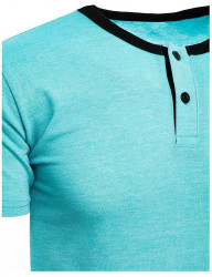 Tyrkysové tričko s lemovaním a gombíkmi W7178 #1