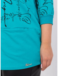 Tyrkysové tričko s nápismi a šnúrkami B2861 #3