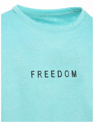 Tyrkysové tričko s nápisom freedom W6909 #1