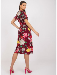 Vínové midi šaty s kvetinovým vzorom W5589 #1