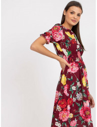Vínové midi šaty s kvetinovým vzorom W5589 #2