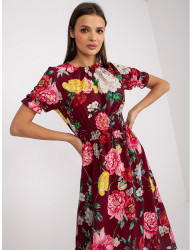 Vínové midi šaty s kvetinovým vzorom W5589 #4