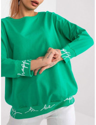 Zelená mikina charliza s nápismi happy na lemoch W3941 #1