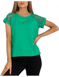Zelené dámske tričko s čipkovými rukávmi W4781