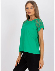 Zelené dámske tričko s čipkovými rukávmi W4781 #2