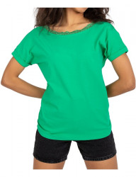 Zelené klasické tričko salma zdobené čipkou W3525