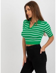 Zelené pruhované polo tričko s golierom W9962 #2