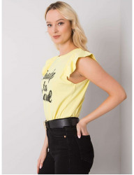 žlté dámske tričko s nápisom a volánmi Y5305 #3