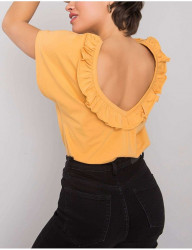 žlté dámske tričko s výstrihom na chrbte Y2987 #2