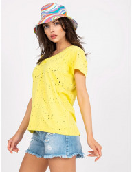 žlté tričko s efektným dierovaním W5810 #2