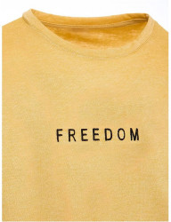 žlté tričko s nápisom freedom W6911 #1