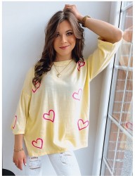 žltý srdiečkový svetrík sweet heart W8853 #1