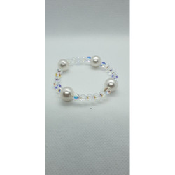 Kryštáľový náramok Swarovski korálky – Crystal AB a perla For You Nar-kor-005