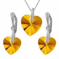 Nádherný set Swarovski elements srdce oranžovoružový ASTRALPINK 14mm For You Set-srdce-001