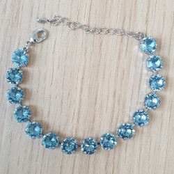 Náramok Swarovski elements 8mm chaton modrý Aquamarine For You Nar-chat-001